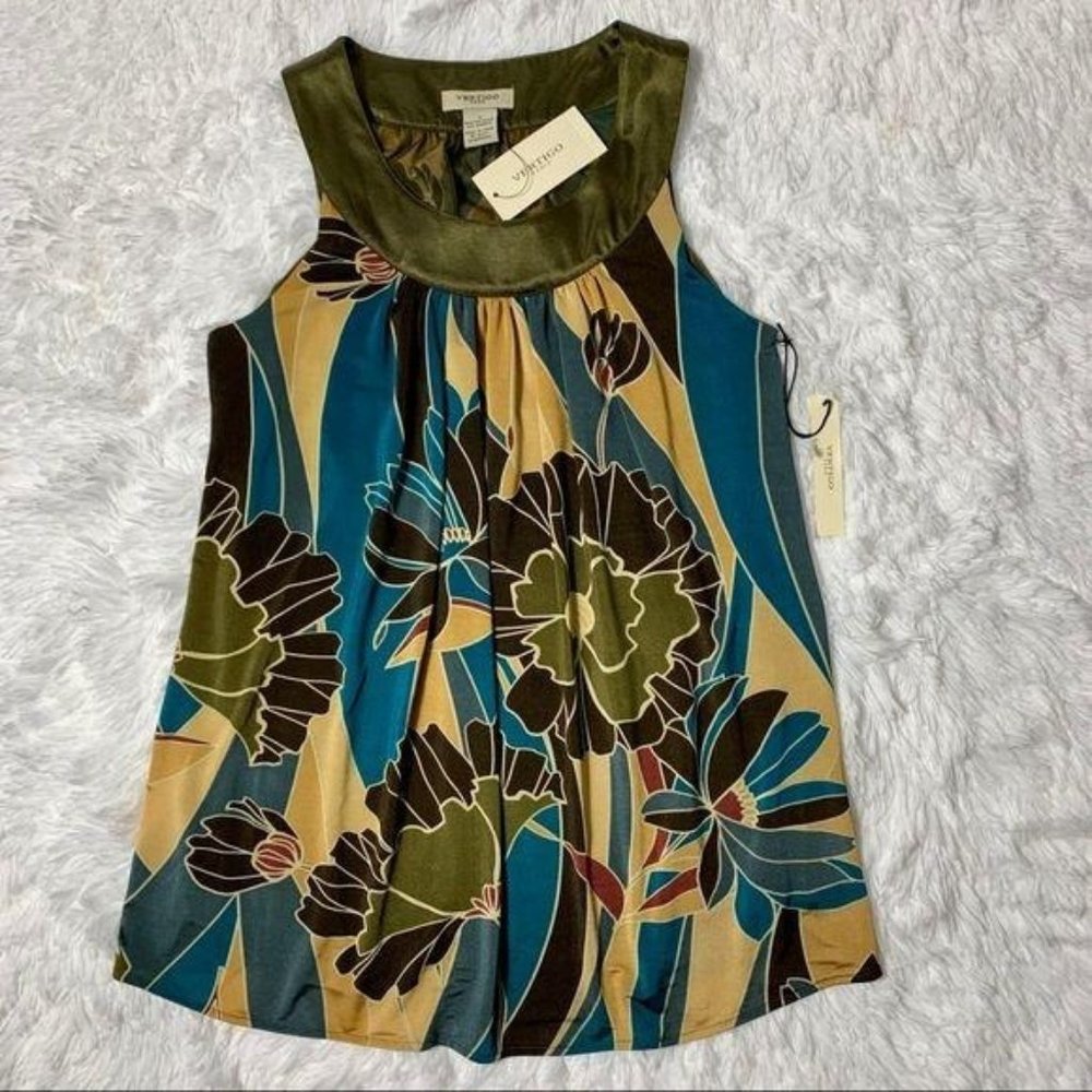 Vertigo Sleeveless Multicolor Blouse Sz S NWT